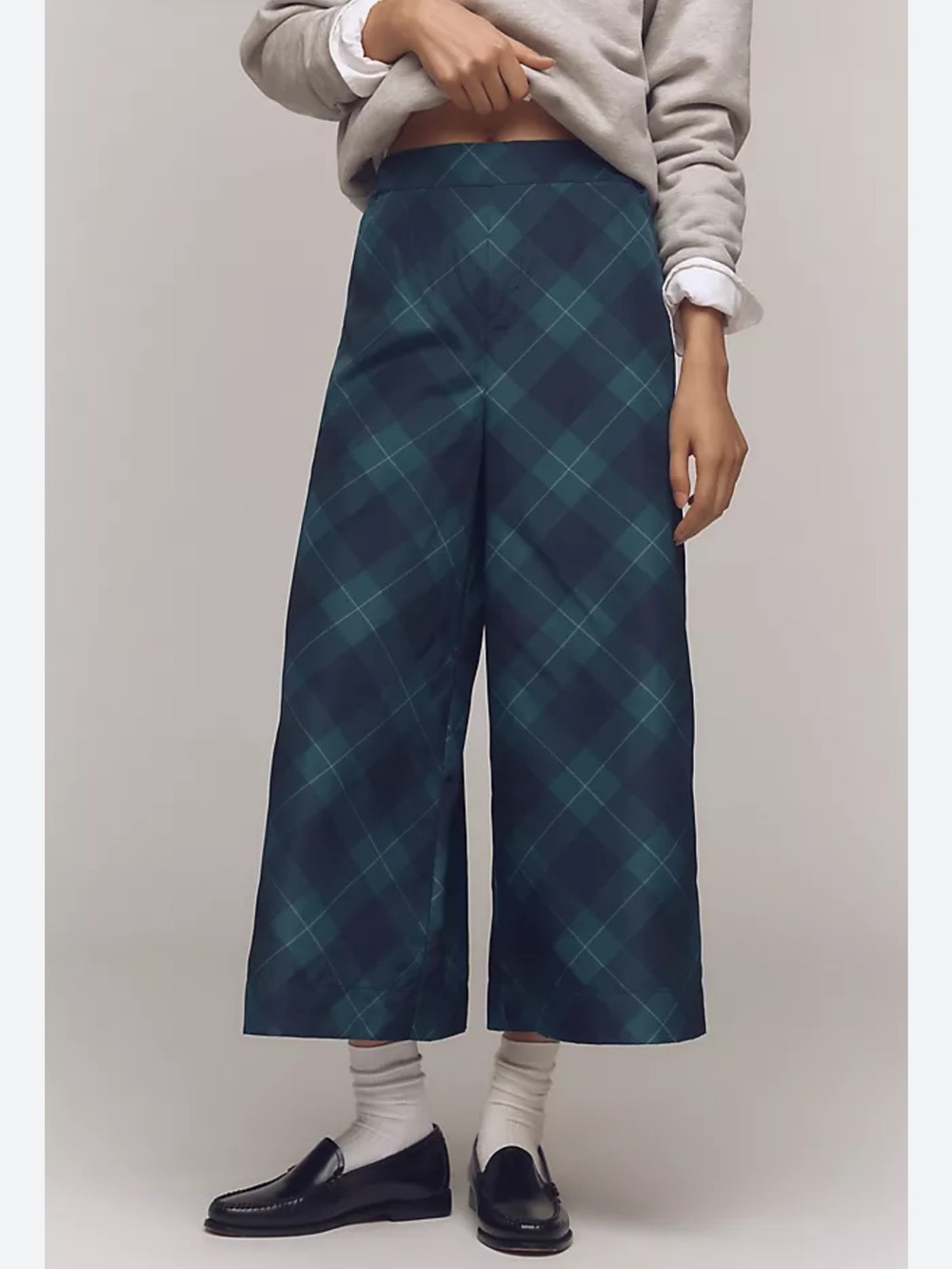 Anthropologie Maeve Taffeta Printed Cropped Wide-Leg Pants Medium